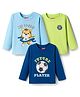 Babyhug 100% Cotton Single Jersey Knit Full Sleeves T-Shirt With Animal Print Pack Of 3 - Navy Blue Light Blue & Lime Green