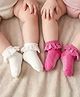 Babyoye 100% Bamboo Knit Ankle Length Socks With Frill Pack Of 2 - White & Pink