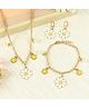 Asthetika Floral Charms & Pearls Detailed Jewellery Set- White & Yellow