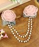 Asthetika Floral Applique Detailed Pearls Embellished Hair Clip - Pink