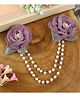 Asthetika Floral Applique Detailed Pearls Embellished Hair Clip - Purple