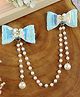Asthetika Bow Applique Detailed Pearls Embellished Hair Clip - Blue