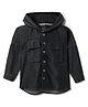 Tales & Stories Woven Full Sleeves Solid Hooded Shirt - Black