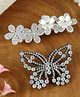 Asthetika Set of 2 Butterfly & Floral Designed Stone Embellished Hair Accessories Set - Black & Silver