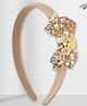 Asthetika Sequins Embellished  Bow Floral & Butterfly Applique Detailed Hair Band - Gold