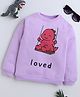 BAATCHEET Fleece Knit Full Sleeves Swinging Baby Dinosaur Printed Light Winter Sweatshirt - Lavender