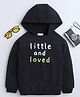 BAATCHEET Fleece Knit Full Sleeves Little & Loved Text Printed Light Winter Hooded Sweatshirt - Black