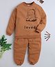 BAATCHEET Fleece Knit Full Sleeves Swinging Baby Dinosaur Printed Light Winter Sweatshirt & Joggers Set - Brown