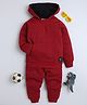 BAATCHEET Fleece Knit Full Sleeves Kindness Is Magic Text Patch Detailed Hoodie & Joggers Set- Maroon