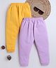 BAATCHEET Fleece Knit Pack Of 2 Solid Lounge Pants - Yellow & Lavender