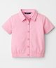 Pine Kids Cotton Woven Half Sleeves Solid Color Shirt Style Top - Pink