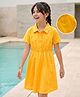 Pine Kids Cambric Woven Half Sleeves Frock With Floral Design - Yellow