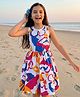 Pine Kids Cotton Knit Sleeveless Frock with Floral Print - Multicolor