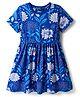 Pine Kids Cotton Knit Half Sleeves Frock With Floral Print - Blue