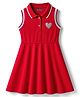 Pine Kids Cotton Knit Sleeveless Frock with Heart Patch - Red