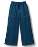 Pine Kids Knit Full Length Flared Solid Colour Track Pant With Pocket - Navy Blue