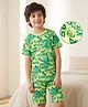 Pine Kids Single Jersey Knit Shorts Night Suit With Text Print - Lime Green