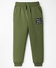 Pine Kids Knit Full Length Lounge Pant With Text Print - Olive Green