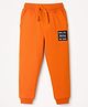 Pine Kids Knit Full Length Lounge Pant With Text Print - Orange