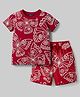 Pine Kids Single Jersey Knit Half Sleeves Co-ords Shorts Night Suit with Butterfly Print - Red