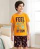 Pine Kids 100% Cotton Knit Half Sleeves Musical Theme Printed T-Shirt & Shorts Night Suit - Yellow