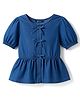Pine Kids Cotton Woven Half Sleeves Solid Top - Blue