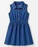 Pine Kids Cotton Woven Sleeveless Solid Frock - Navy Blue