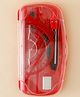 Geometry Box for Students  Red| Compass, 4 Rulers & Eraser Set with Transparent Lid Case| For School Going Boys & Girls