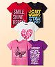 Pine Kids Cotton Knit Half Sleeves T-Shirts with Floral Print Pack of 5 - Multicolor