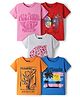 Pine Kids Cotton Knit Regular T-Shirts with Graphic Print Multi Colors 7-8 Years Pack of 5