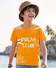 Pine Kids Cotton Knit Half Sleeves T-Shirt with Tropical Theme Graphic - Orange