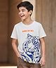 Pine Kids Cotton Knit Half Sleeves T-Shirt With Text Print - White