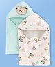 Babyoye 100% Cotton Woven Hooded Towels with Bear Print Pack of 2 L 82 x B 76 cm - Light Blue & Cream
