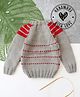 Woonie Hand Knitted Full Sleeves Self Designed Crochet Sweater - Grey