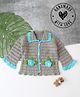 Woonie Hand Knitted Full Sleeves Floral Applique Detailed Sweater - Grey