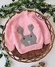Woonie Hand Knitted Full Sleeves Bunny Crochet Designed Sweater - Pink