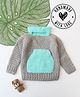 Woonie Handknitted Full Sleeves Colour Blocked Sweater - Grey