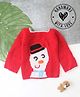 Woonie Hand Knitted Christmas Theme Full Sleeves Snowman Designed Sweater - Red