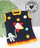 Woonie Hand Knitted Sleeveless Space Designed Sweater - Navy Blue