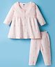 Simply Sinker Knit Full Sleeves Co-ords Night suit With Floral Print - Pink