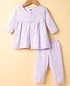 Simply Sinker Knit Full Sleeves Co-ords Night Suit With Animal Print - Lilac