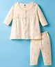 Simply Sinker Knit Full Sleeves Co-ords Night Suit With Floral Print - Yellow