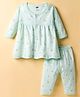 Simply Sinker Knit Full Sleeves Co-ords Night Suit With Animal Print - Mint