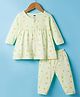Simply Sinker Knit Full Sleeves Co-ords Night Suit With Butterfly Print - Mint