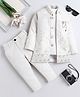 Fourfolds Woven Solid Sherwani Pant With Full Sleeves Geometric Embroidered & Sequins Embellished  Jacket Set - Off White