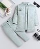 Fourfolds Woven Solid Sherwani Pant With Full Sleeves Floral Embroidered Jacket Set - Grey