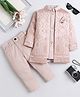 Fourfolds Woven Solid Sherwani Pant With Full Sleeves Floral Embroidered Jacket Set - Blush Pink