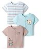 Babyoye 100% Cotton Knit Front Open Half Sleeves Striped & Teddy Bear Printed Jhablas Pack Of 3 - Multicolour