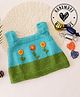 Woonie Hand Knitted Sleeveless Floral Embroidered Vest - Blue