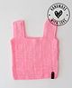 Woonie Hand Knitted Sleeveless Self Designed Vest - Pink